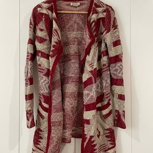 Lucky Brand Burgundy & Crème Boho Cardigan - Size S